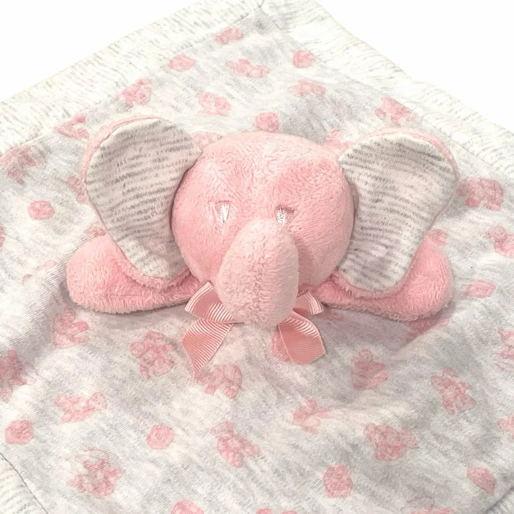 Ralph Lauren Elephant Lovey Bear ABC Blocks Security Blanket Organic Cotton Pink